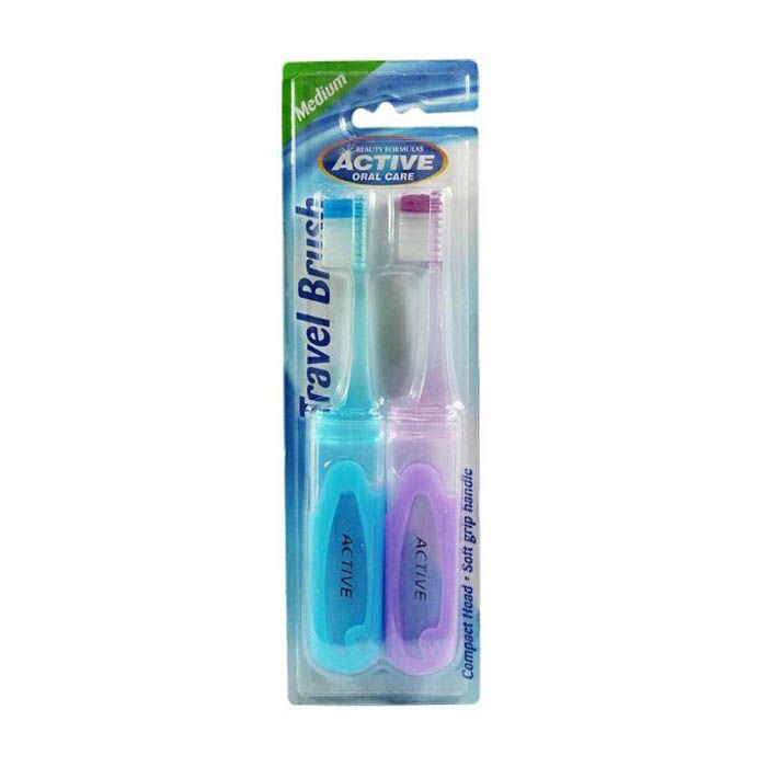 Beauty Formula Travel Tooth Brush 2 Pack Medium