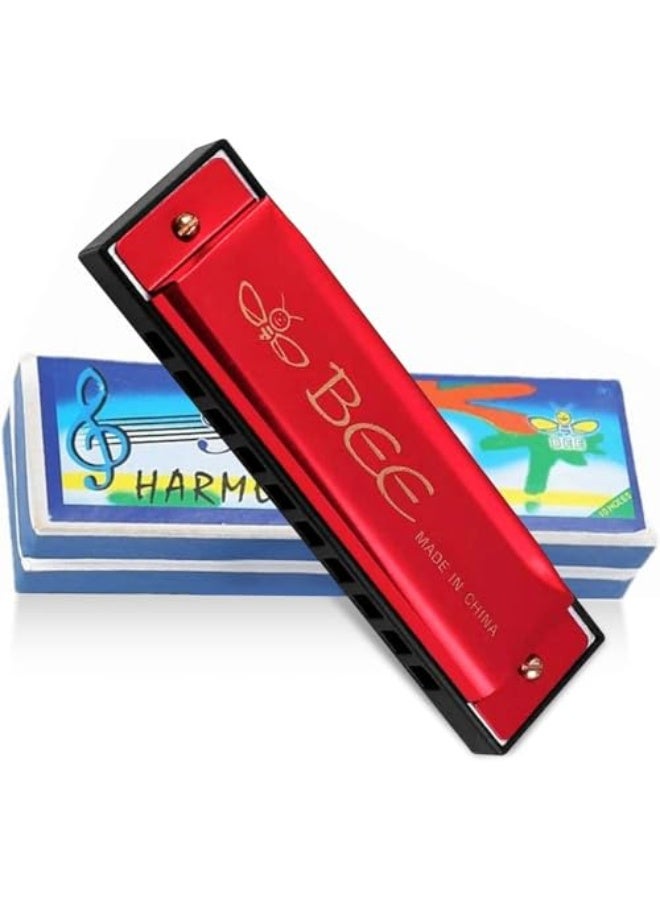 TOY BOX Harmonica 24 Notes Bee Mouth Organ, Key of C Major, Red Wooden Harmonica for Kids/Adults - Image 1