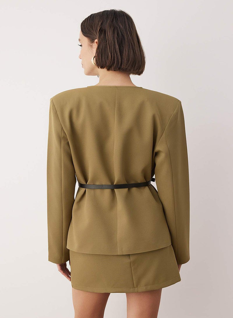 trendyol Belted Regular Fit Woven Blazer Jacket Twoaw26Bc00056 - Image 4