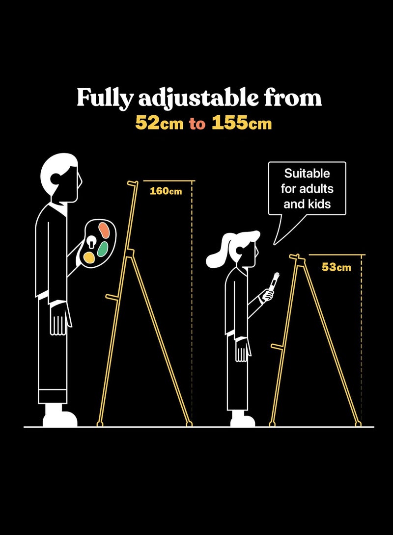 Generic Portable Artist Easel Stand-Adjustable Height Painting Easel with Bag - Table Top Art Drawing Easels for Painting Canvas, Wedding Signs & Tabletop Easels for Display - Metal Tripod - 52x160cm - Image 5