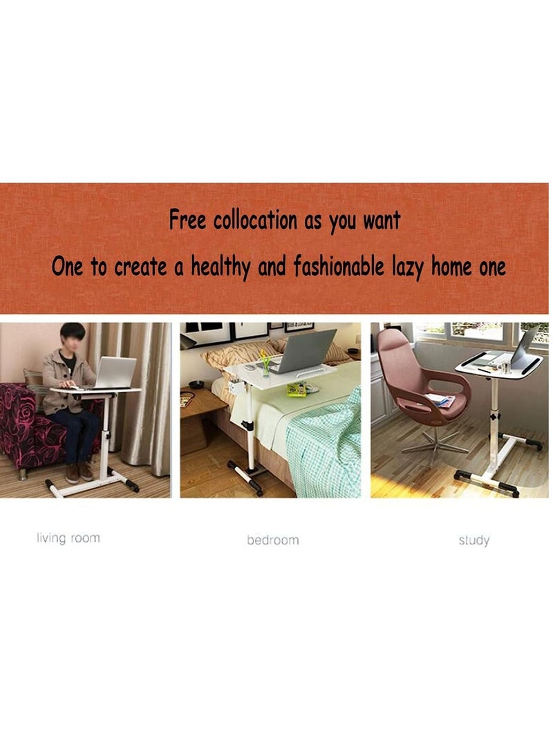 WALALLA 360° Swivel Height Adjustable Foldable Side End Table, Mobile Computer Workstation Laptop Desk and Coffee Table with Wheels - Image 4