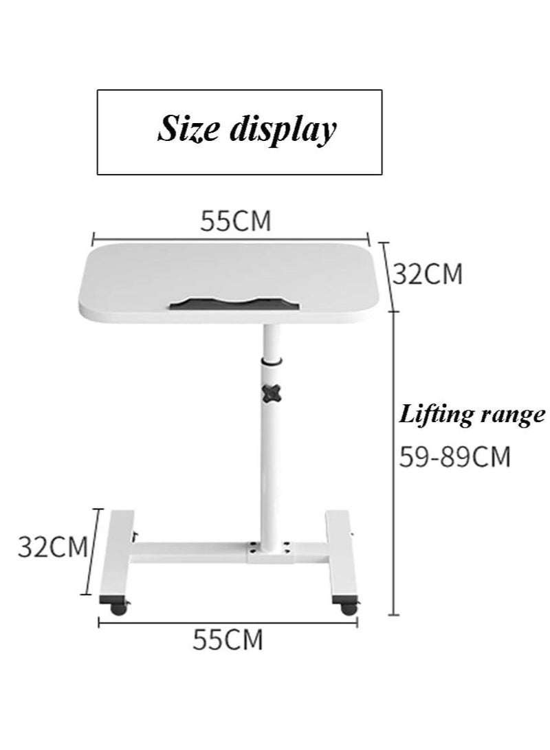 WALALLA 360° Swivel Height Adjustable Foldable Side End Table, Mobile Computer Workstation Laptop Desk and Coffee Table with Wheels - Image 5