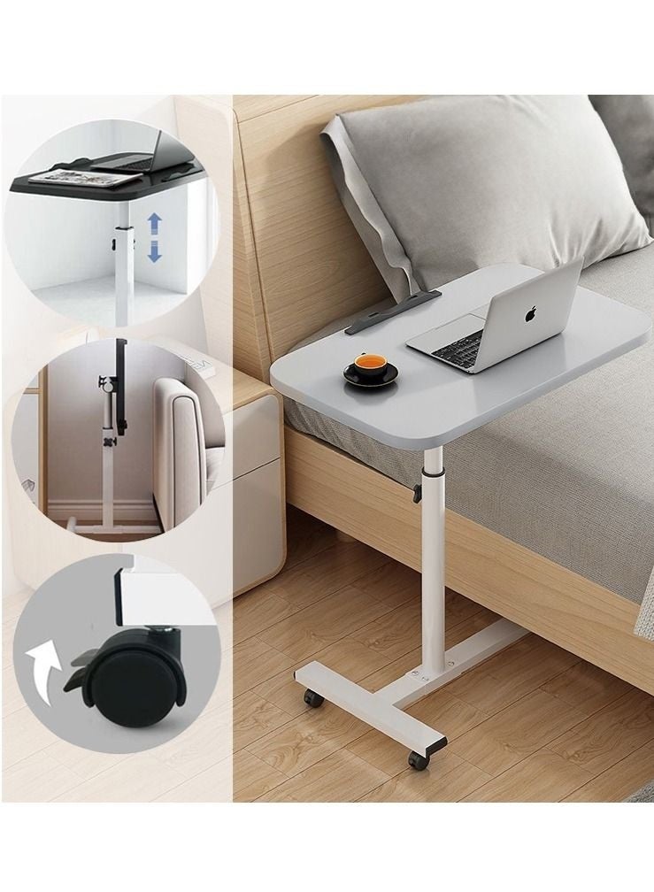WALALLA 360° Swivel Height Adjustable Foldable Side End Table, Mobile Computer Workstation Laptop Desk and Coffee Table with Wheels - Image 1