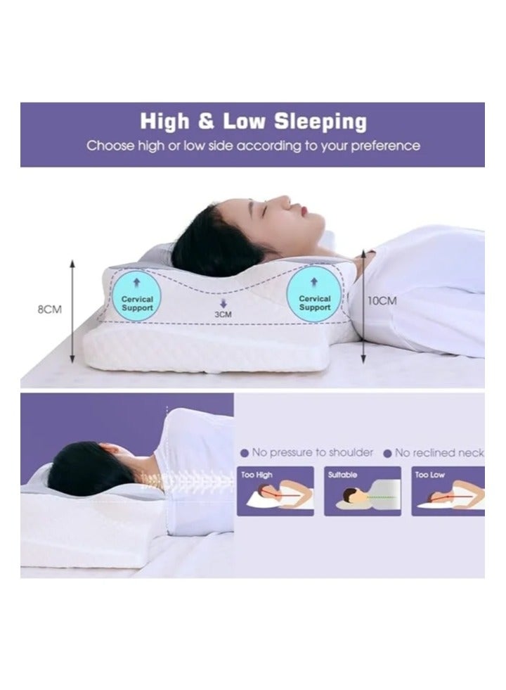 Memory Foam Butterfly-Shaped Cervical Pillow for Shoulder and Neck Pain Relief, Ergonomic Orthopedic Support for Side, Back, and Stomach Sleeping, Washable Cover Included, Grey - Image 5