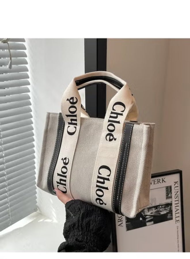 Chloe Small Linen Tote：Logo Straps, Petite Chic  27cm*18cm*8cm - Image 2