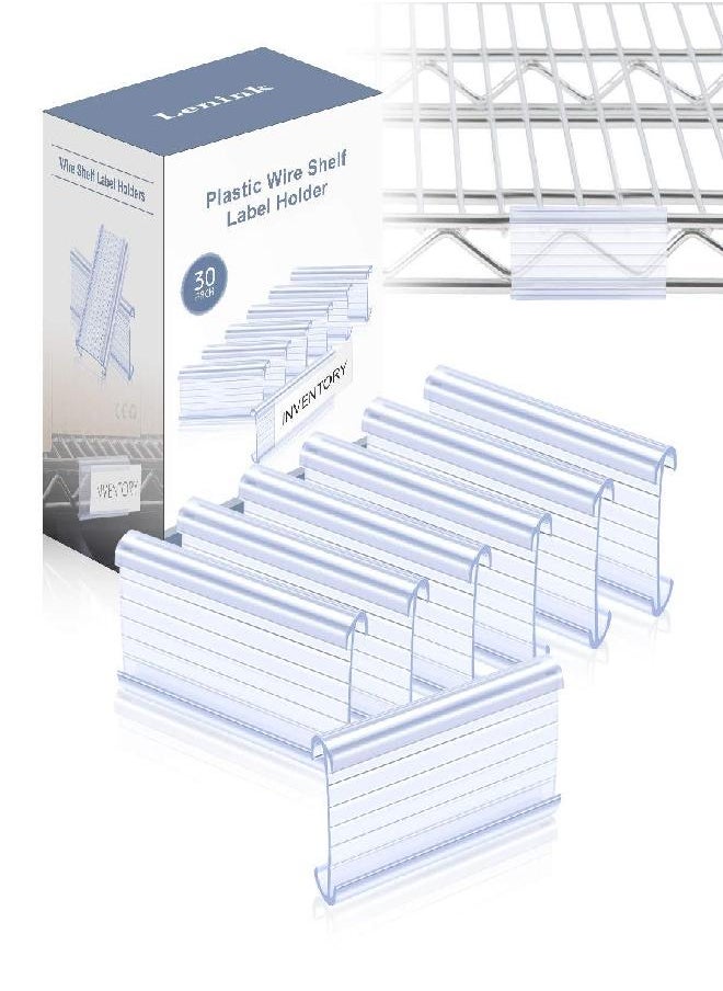Lenink - Lenink 30Pcs Wire Shelf Label Holders,Plastic Wire Rack Label Holder,Compatible with Metro 1-1/4in Shelves,Label Area 3in Lx1.25in H (Label Paper Insert Not Included) - Image 1