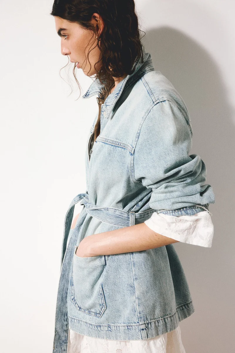 H&M  Tie-belt denim jacket for Women | Best Price UAE