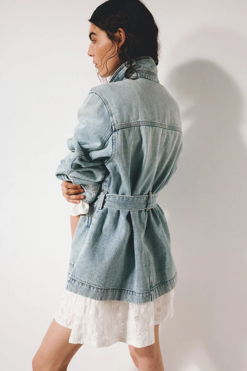 H&M  Tie-belt denim jacket for Women | Best Price UAE