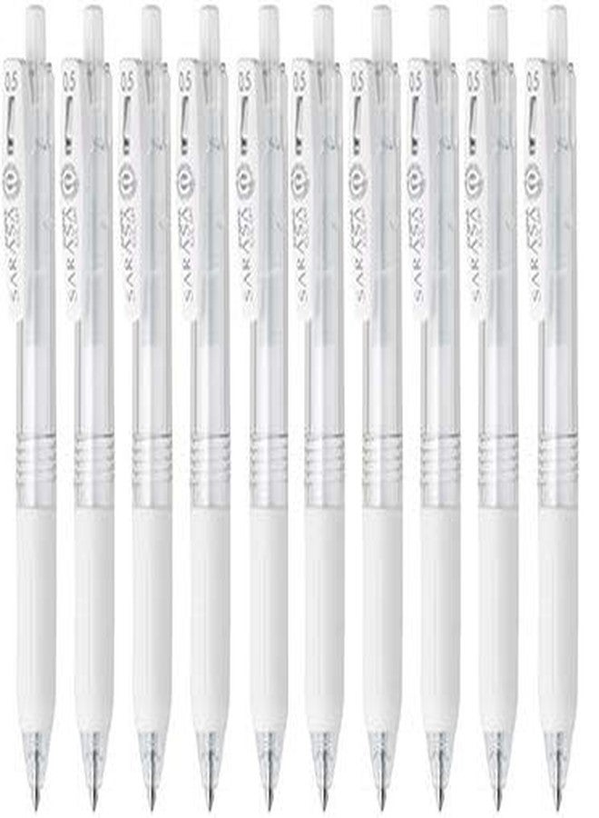 Zebra Technologies Zebra Sarasa Clip 0.5 Retractable Gel Ink Pen, Rubber Grip, 0.5mm, Milk White Ink, Value Set of 10 - Image 1
