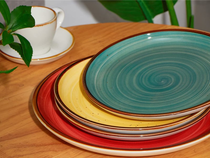 ONEMORE Porcelain Plates Set 10.5 inch Large Dinner Plates for Salad Dessert Ceramic Serving Plate Set of 4, Microwave and Dishwasher Safe - Image 2