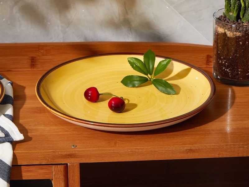 ONEMORE Porcelain Plates Set 10.5 inch Large Dinner Plates for Salad Dessert Ceramic Serving Plate Set of 4, Microwave and Dishwasher Safe - Image 4