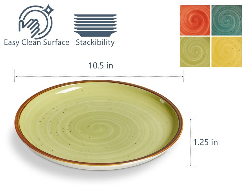 ONEMORE Porcelain Plates Set 10.5 inch Large Dinner Plates for Salad Dessert Ceramic Serving Plate Set of 4, Microwave and Dishwasher Safe - Image 5