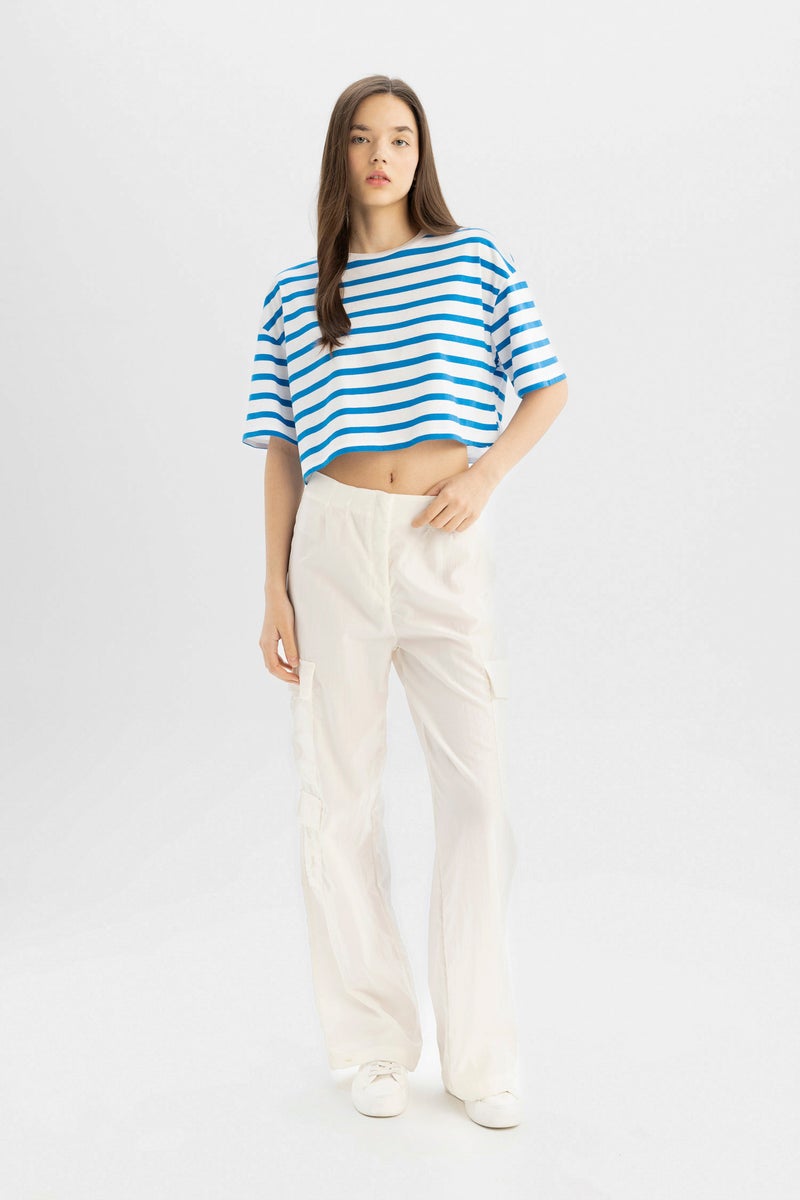DeFacto Woman Fitted Striped Short Sleeve T-Shirt - Image 5