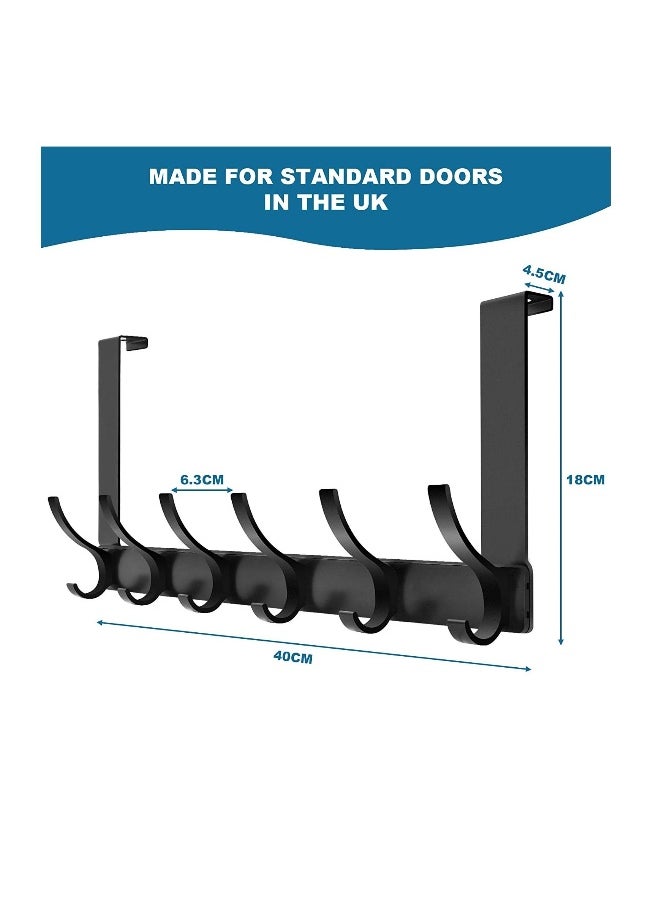 Generic - Over Door Hanger, 18.5CM Over Door Coat Hooks for Hanging Clothes, Hats, Coats, Towels, Robes - Door Hanger with 12 Hooks, 20KG Heavy-Duty, Aluminum - Image 1