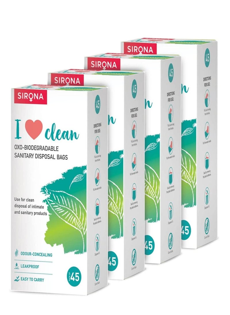 Sirona - Sirona Sanitary Disposable Bags - Bags for Discreet Disposal of Tampons, Condoms, Diaper, Sanitary Pads, Panty Liner and Personal Hygiene Waste (180 Bags) - Image 1
