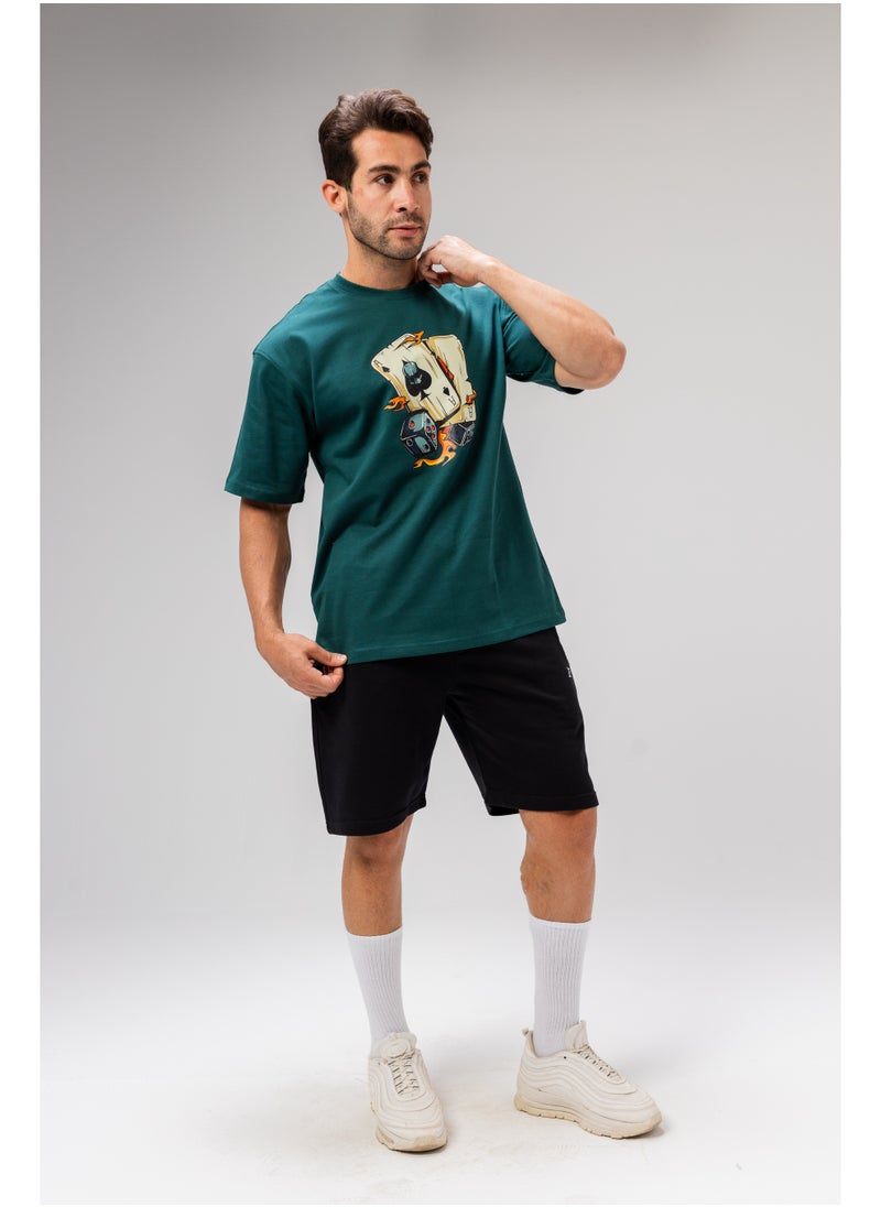 Men Basic Half Sleeves T-Shirt Casual Style With Simple Design For Men Green Size L