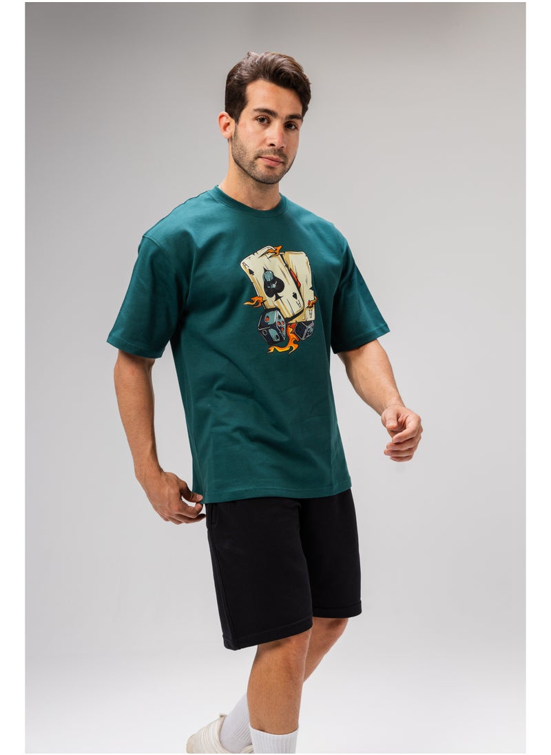 Men Basic Half Sleeves T-Shirt Casual Style With Simple Design For Men Green Size L