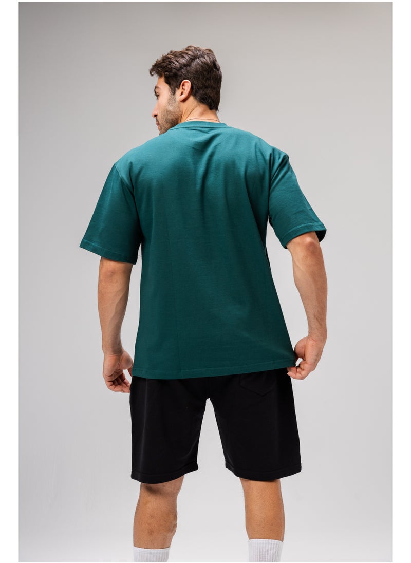 Men Basic Half Sleeves T-Shirt Casual Style With Simple Design For Men Green Size L