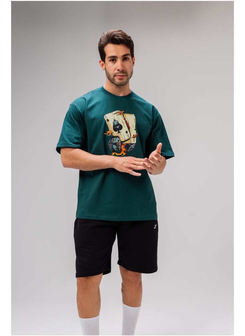 Men Basic Half Sleeves T-Shirt Casual Style With Simple Design For Men Green Size L