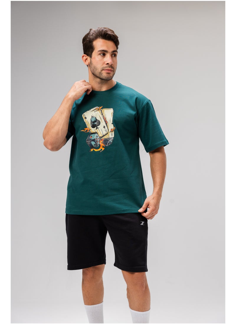 Men Basic Half Sleeves T-Shirt Casual Style With Simple Design For Men Green Size L
