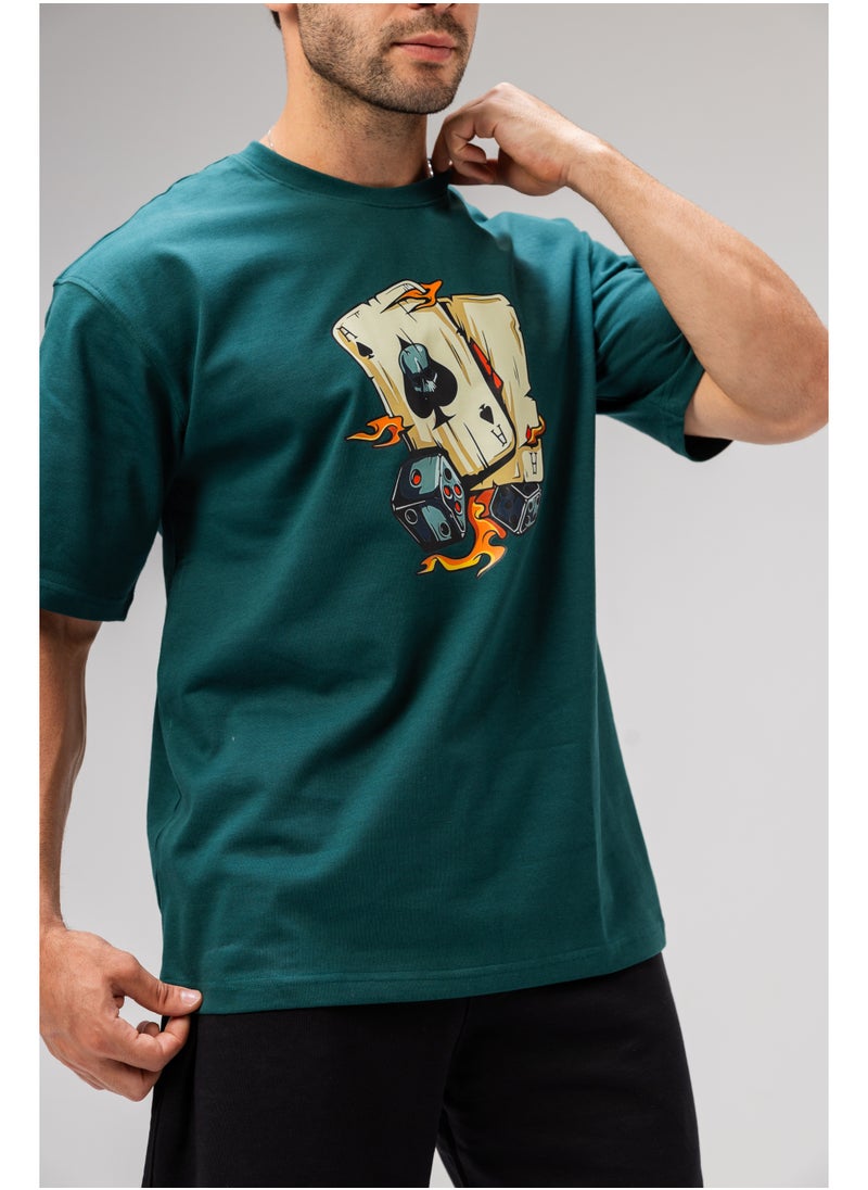 Men Basic Half Sleeves T-Shirt Casual Style With Simple Design For Men Green Size L