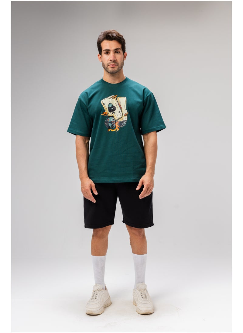 Men Basic Half Sleeves T-Shirt Casual Style With Simple Design For Men Green Size L