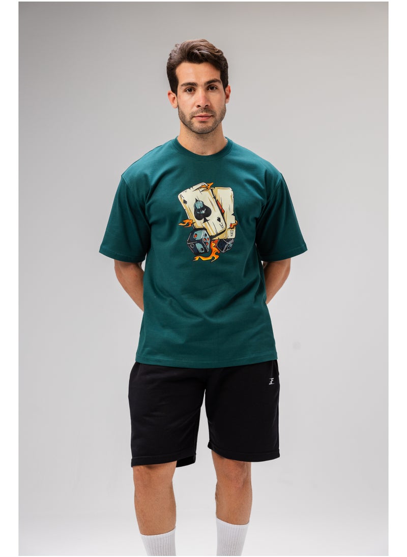 Men Basic Half Sleeves T-Shirt Casual Style With Simple Design For Men Green Size L