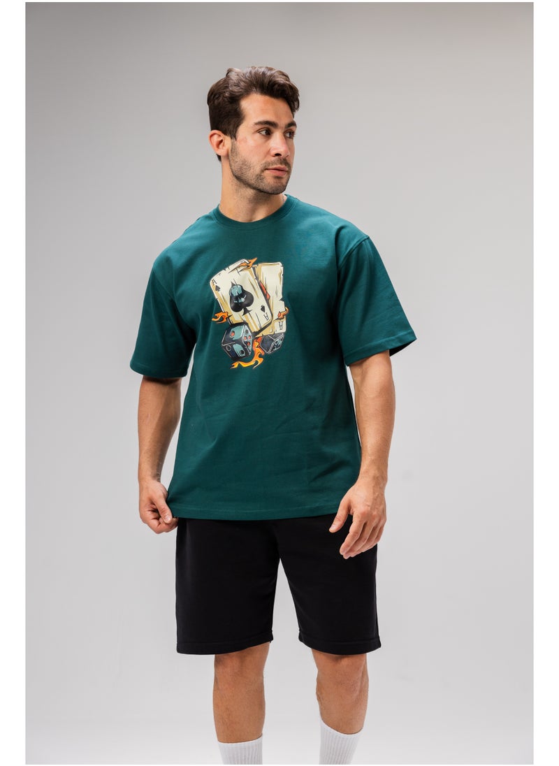 Men Basic Half Sleeves T-Shirt Casual Style With Simple Design For Men Green Size L