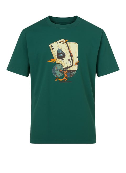 Men's Cotton Graphic Print T-shirt - Green L