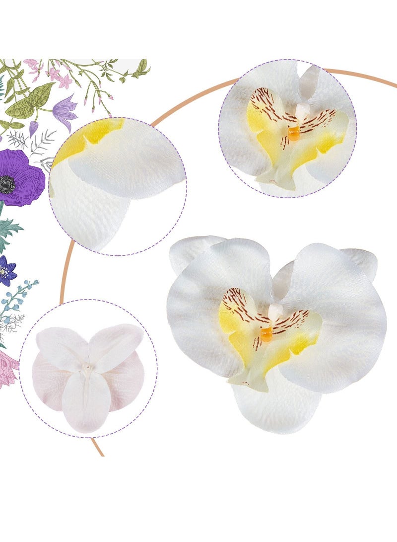 نيبمينينت 50 Pieces Orchid Petals Artificial Decorations Wedding Party Orchids Heads Flowers Faux Silk Phalaenopsis Butterfly Flower - Image 2