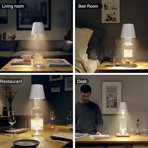 Toxen Rechargeable LED Wine Bottle Light - Wireless Bottle Lamp with 3 Color Modes & Touch Control for Bars, Restaurants, and Home Decor (White) - Image 5