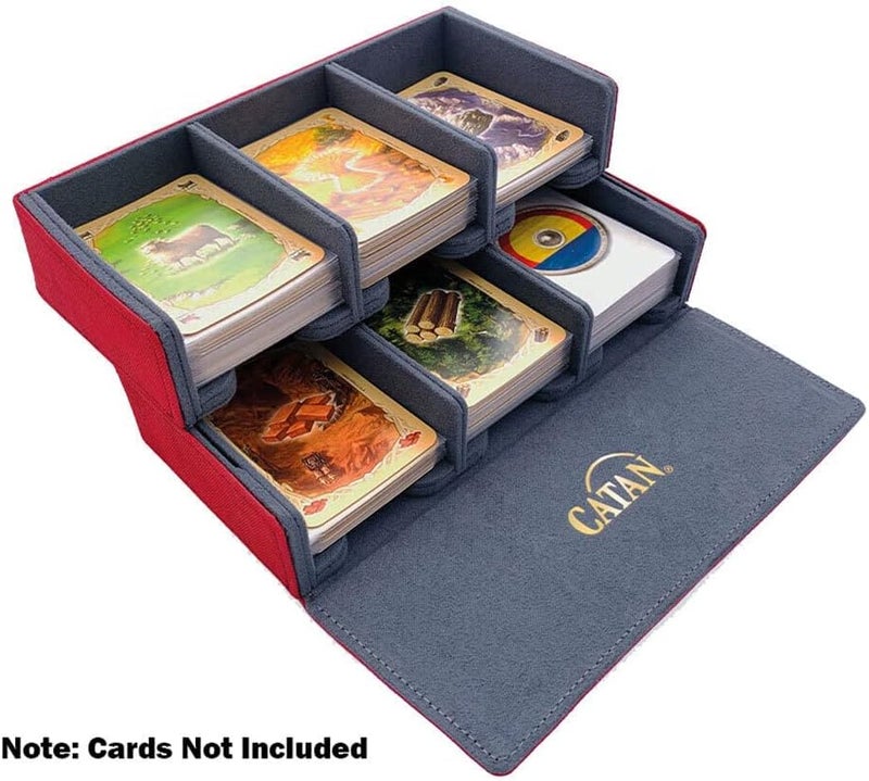 Catan Trading Post | Official Game Accessory for The Board Game | All-in-One Storage Solution | Convenient Card Holder with Dice Tray | Red Color | Made by Gamegenic - Image 1