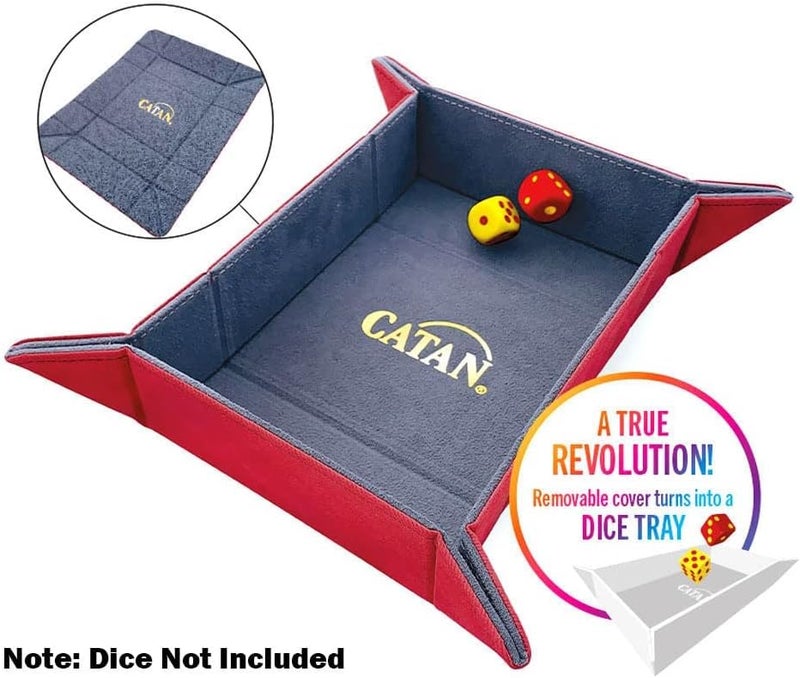 Catan Trading Post | Official Game Accessory for The Board Game | All-in-One Storage Solution | Convenient Card Holder with Dice Tray | Red Color | Made by Gamegenic - Image 2