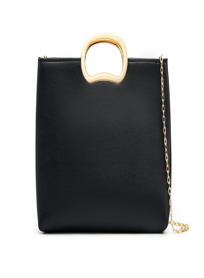 MUDUO Clutch Purse for Women Vegan Leather Evening Bag Formal Handbag for Wedding Party Prom Bridal (Black-P320) - Image 1