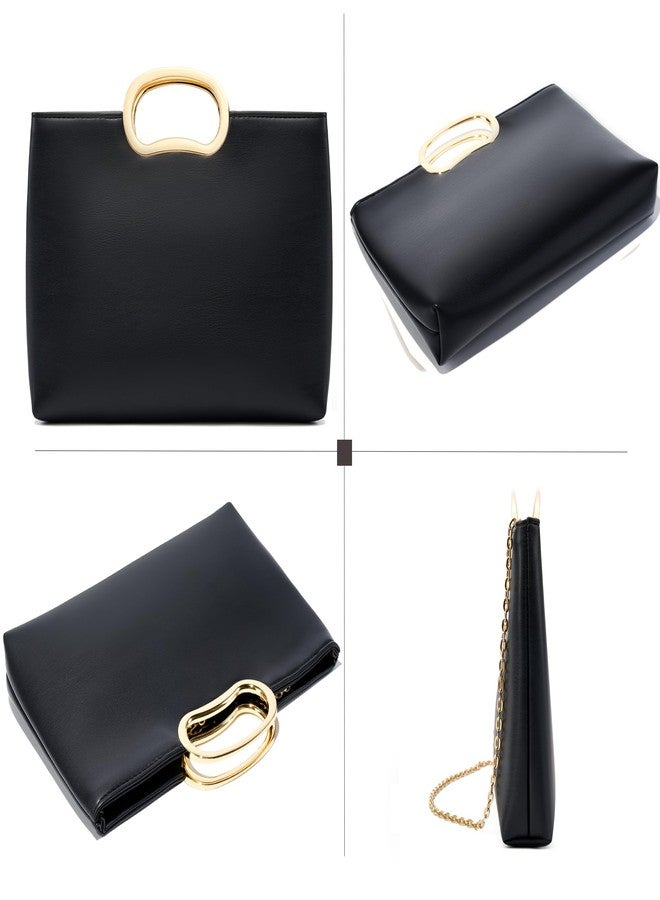MUDUO Clutch Purse for Women Vegan Leather Evening Bag Formal Handbag for Wedding Party Prom Bridal (Black-P320) - Image 3