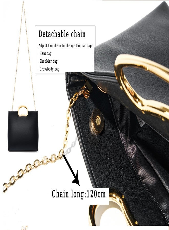 MUDUO Clutch Purse for Women Vegan Leather Evening Bag Formal Handbag for Wedding Party Prom Bridal (Black-P320) - Image 4