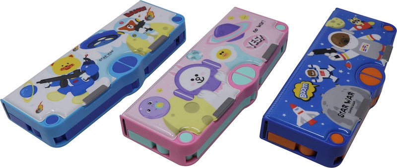 QIPS Pop Out 4 Button Magentic Locking Pencil Box | Multi-functional Pencil Box for Kids - Image 5