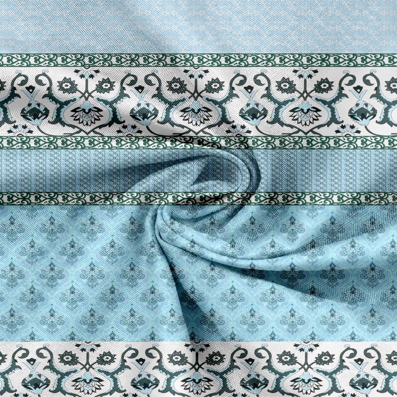 120 TC Premium Cotton Printed Flat Bedsheet for King Size Bed with 2 Pillow Covers (Light Blue, 108x108 inch) BAZ  - Image 5