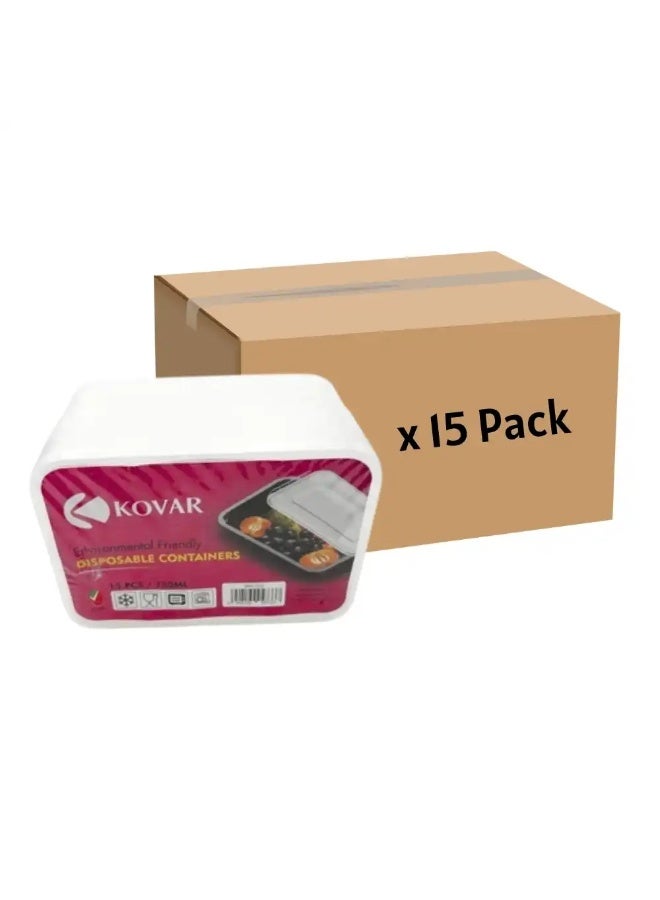 Kovar Disposable Bulk 750ml Capacity Container Box- 15 Pack X 15pcs - Image 1
