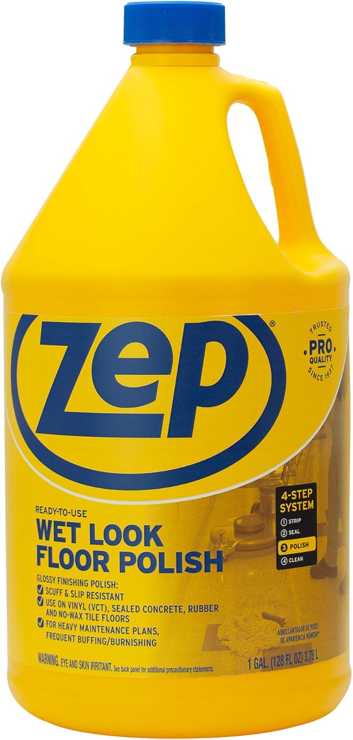Zep WetLook Floor Polish  1 Gallon ZUWLFF128  Long Lasting Shine - Image 1
