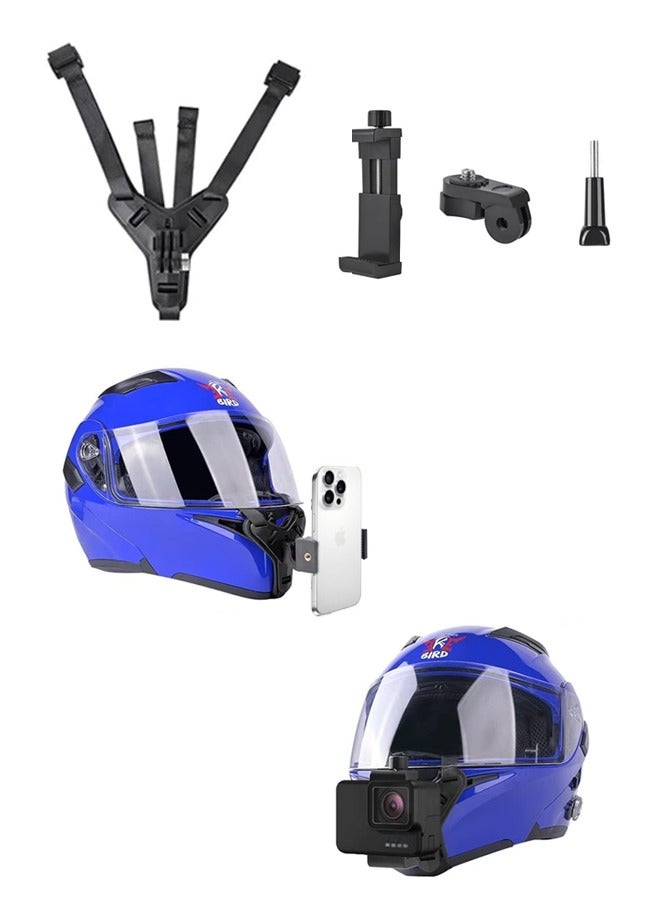 AL RAID Motorcycle Helmet Chin Strap Mount for iPhone/Samsung/GoPro Hero 13/12/11/10/9/8/7/(2018)/6/5 Black,DJI Osmo Action 5 pro/4/3/2,Insta360 ONE R/Ace Pro/Ace Pro2,AKASO/Campark/YI and More - Image 1