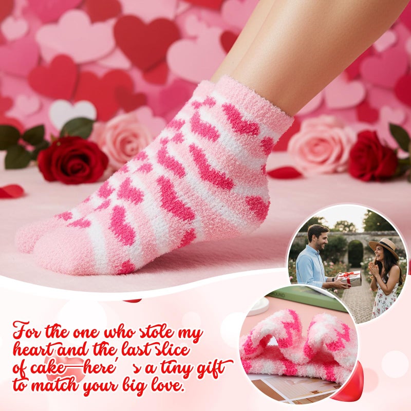 Sliner 2 Set Valentines Day Gifts 16 oz Galentines Heart Glass Cups with Coral Fleece Socks, Valentines Cups with Lid Straw and Heart Straw Topper for Her Women Friends BFF Birthday Gifts (Style 1) - Image 5