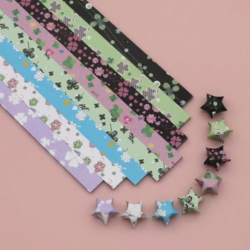 Hvogvok Origami Paper Stars, Colorful Handcraft Origami Lucky Star Paper DIY Paper Arts Creativity Hand Art Crafts (four-leaf clover (540) sheets) - Image 2