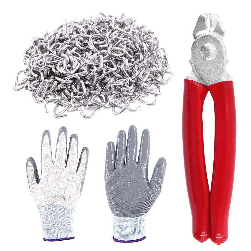 Mardatt 1002 Pcs Galvanized 38 Inch D Hog Rings with Straight Hog Ring Pliers Upholstery Installation Kit for Upholstery Bungee Meat Sausage Casings Animal Pet Cages Auto - Image 2