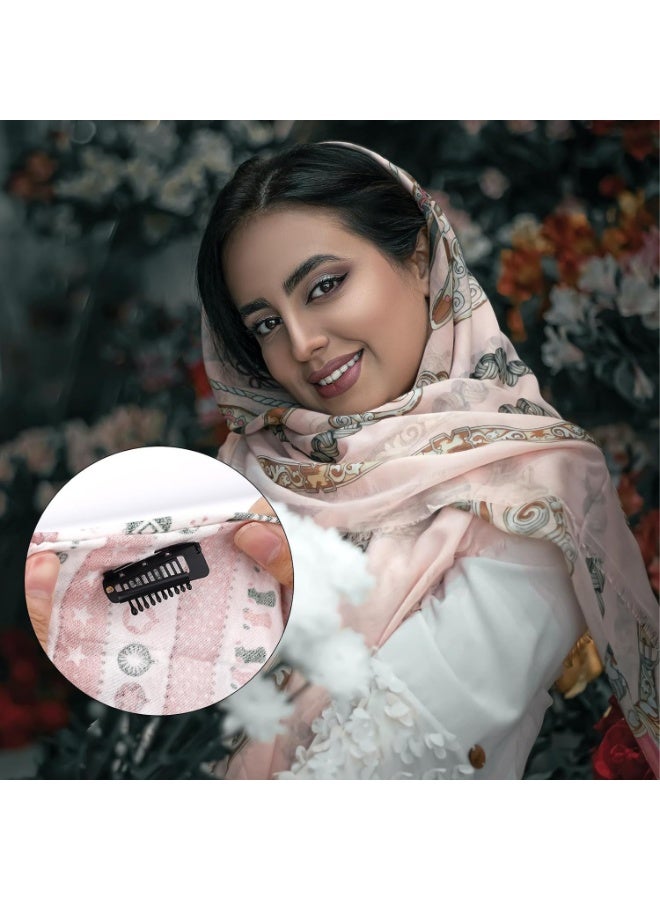 12 Pcs Wig Clips with Safety Pins, 10-Teeth Hair Extension Snap Clips, Invisible Strong Wig Combs for Securing Wigs, Headscarves & Hijabs for Women & Girls - Image 3