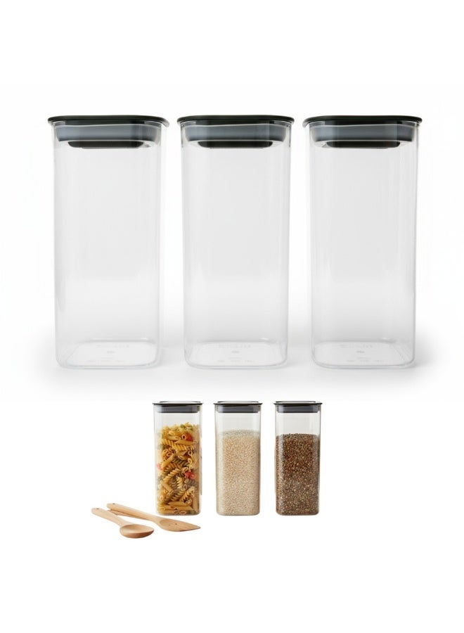 كليز حاويات محكمة الإغلاق لتخزين الطعام | مجموعة من 3 برطمانات بلاستيكية شفافة خالية من مادة BPA مع أغطية | منظم مطبخ كبير سعة 900 مل للمؤن | مثالي للحبوب والقهوة | للاستخدام المنزلي والمطبخ - Image 1