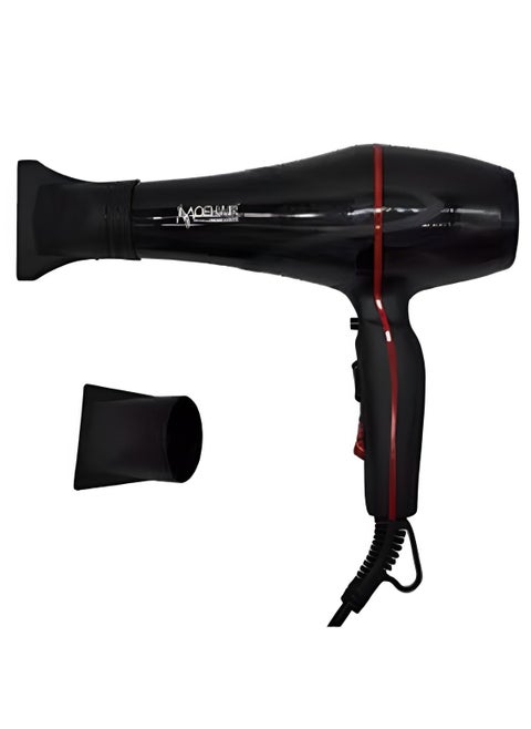 Professional Hair Dryer MO-7064, Professional AC Motor  for Strong and Steady Airflow, Comes with 2 Nozzles, Cool Shot Function to Fix Style After Finish, Multiple Heat Settings for Fast Hair Drying with Heat Damage Protection Styling Smooth and Wavy Hair, Perfect for Daily, Home or Salon Use