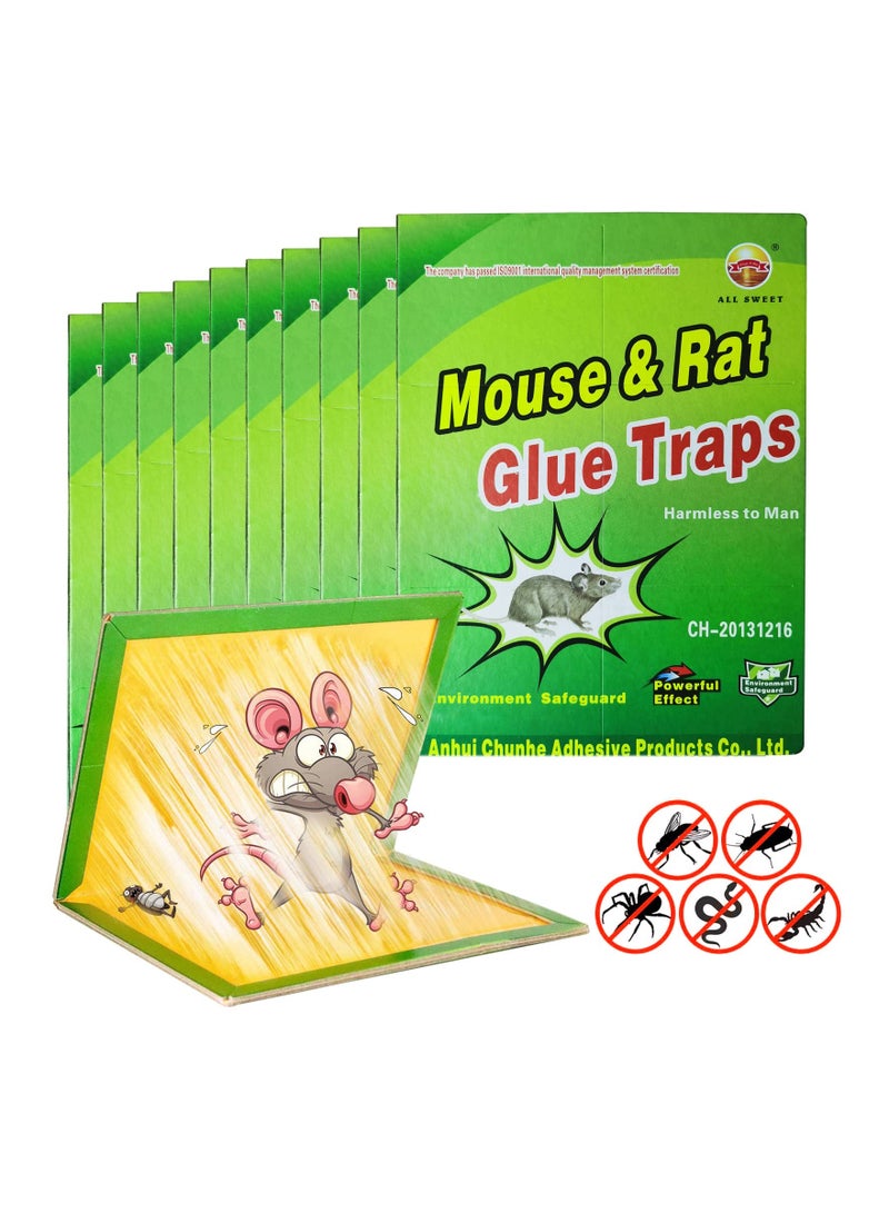 SYOSI 10 Pack Large Mouse Glue Traps with Enhanced Stickiness for Rat Rodent Cockroach and Other Household Sticky Pad Board House Indoor Outdoor  - Image 1