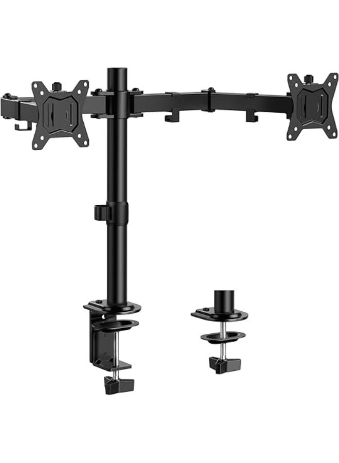 Dual Monitor Stand for 13”–32” Screens – Ergonomic Dual Arm Mount with Adjustable Tilt, Swivel & Rotation – Space-Saving & Comfortable Viewing - Image 1