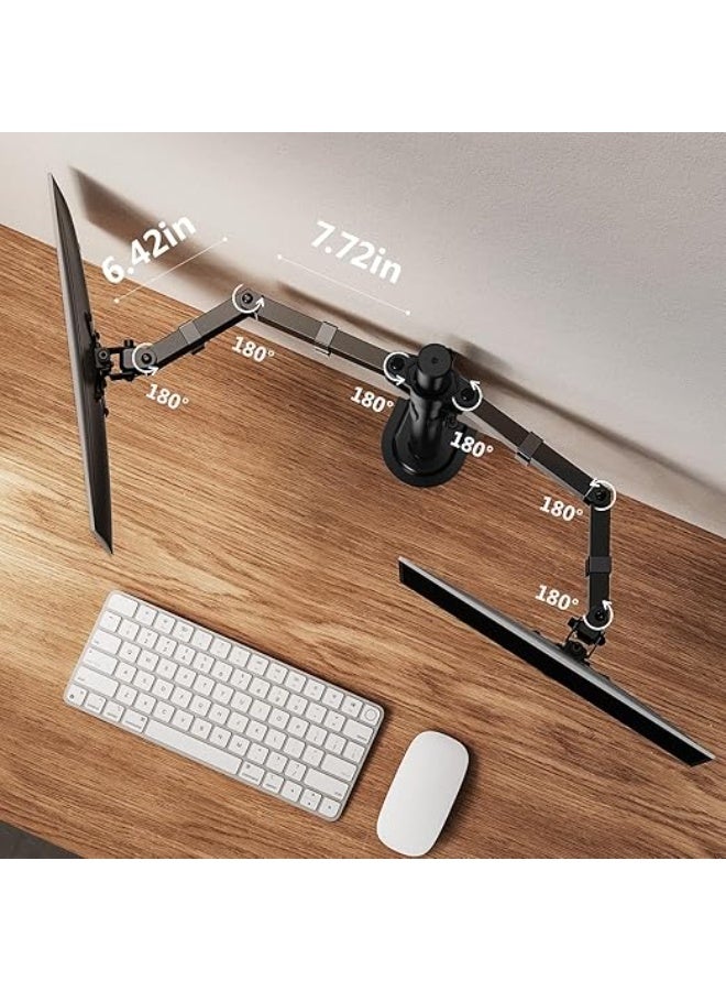 Dual Monitor Stand for 13”–32” Screens – Ergonomic Dual Arm Mount with Adjustable Tilt, Swivel & Rotation – Space-Saving & Comfortable Viewing - Image 2